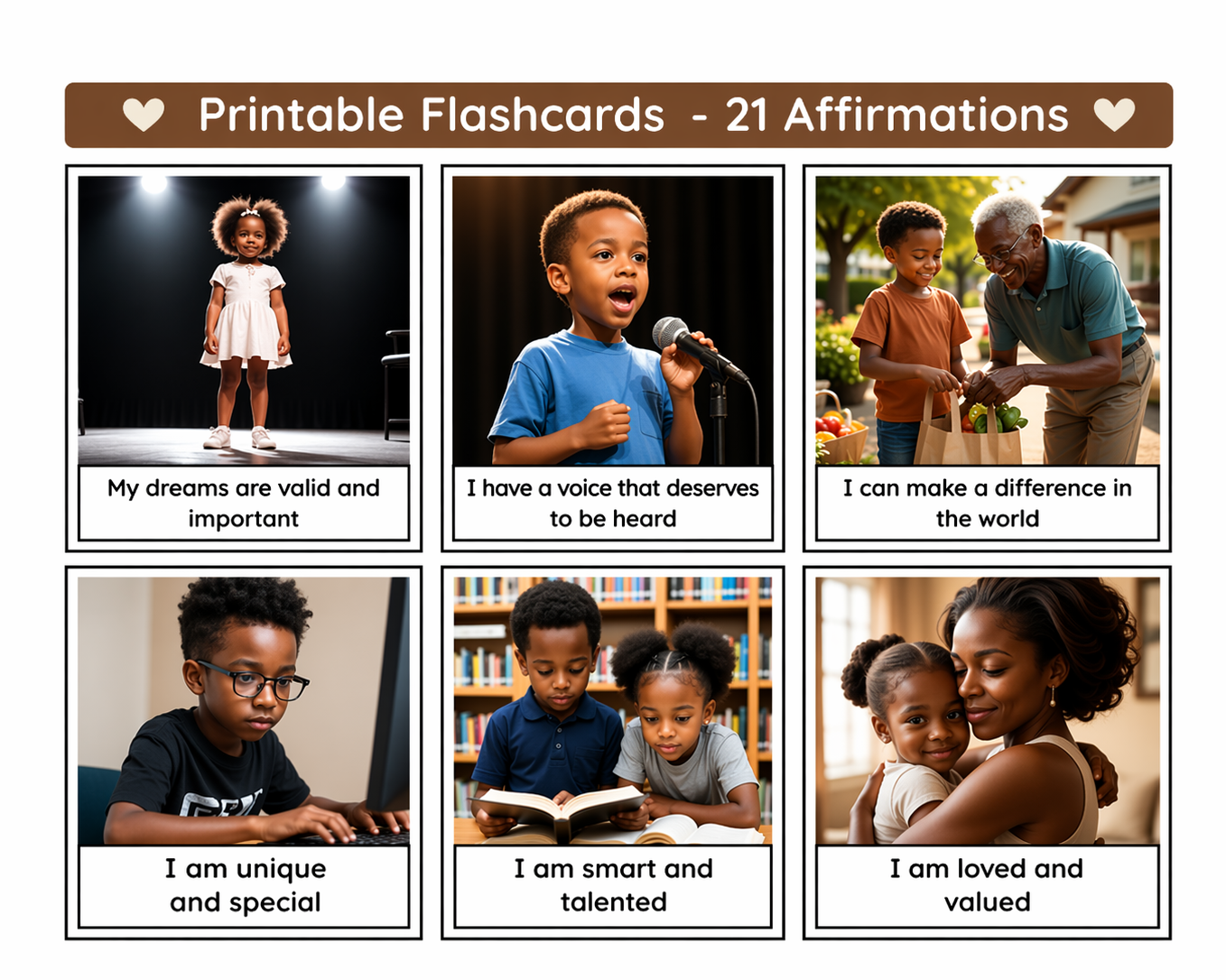 21 Affirmation Cards for Kids (Digital Download) | Confidence & Self-Love Learning Cards