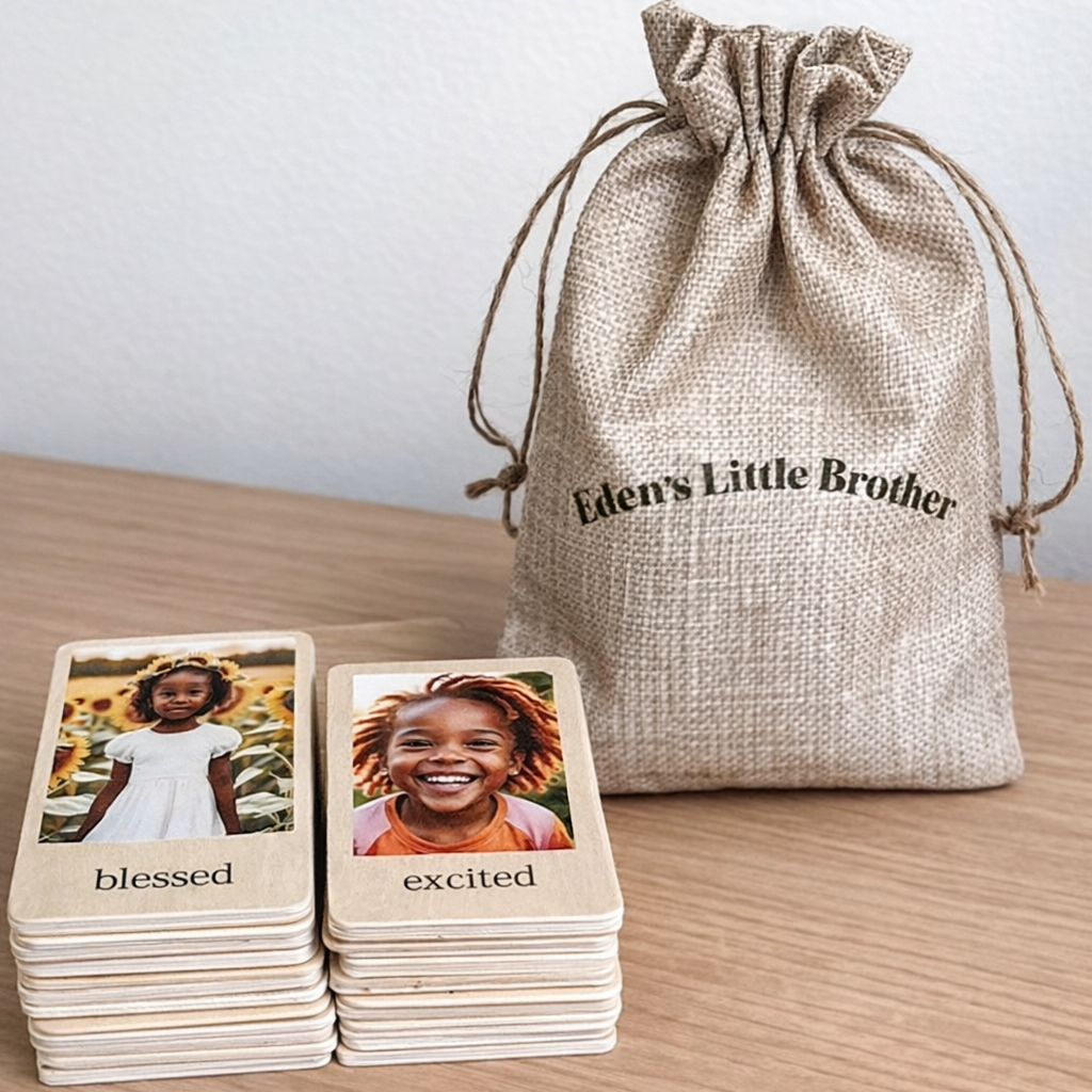 25 Wooden Emotion Flashcards for Kids | Montessori-Inspired Feelings & Social Emotional Learning Cards