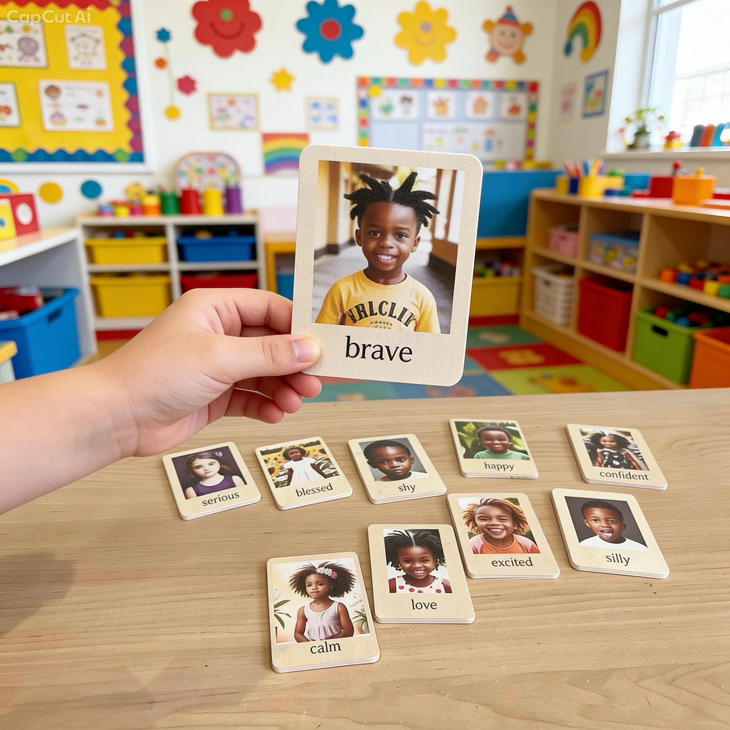 25 Wooden Emotion Flashcards for Kids | Montessori-Inspired Feelings & Social Emotional Learning Cards
