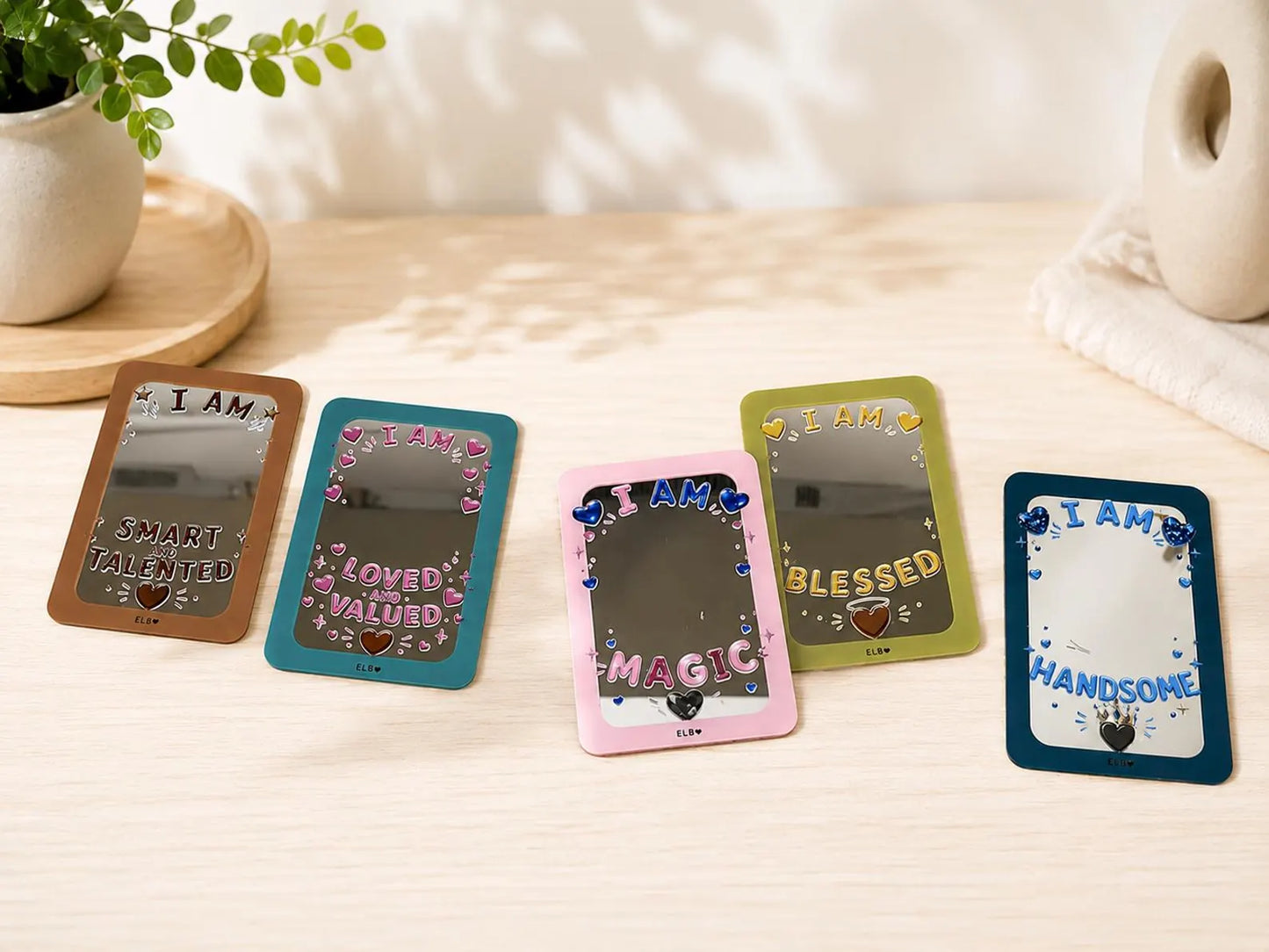 Kids Affirmation Mirrors Set | Positive Confidence Building Decor (Set of 5)